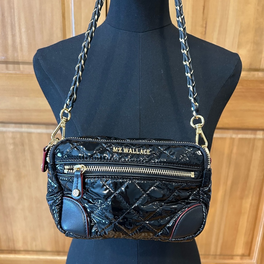 MZ Wallace Shiny Black Crossbody Bag